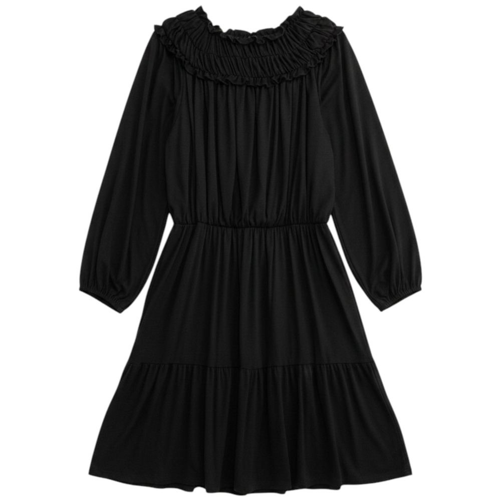 Ann Taylor Ruffle Tiered Midi Dress Womens XXL Black Witchy Goth Dark Academia